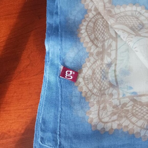 Boho/Cottagecore Blue and White Scarves and Wraps Collection - Picture 9 of 12